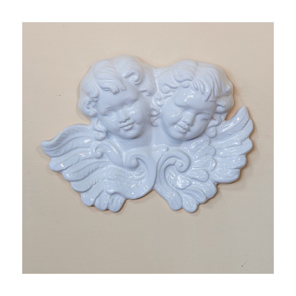 Pair of Glazed Ceramic Angels